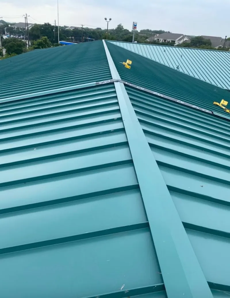 Green commercial metal roof ridge and valley for Metal Roof Repair in Bedford Heights